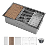 Garvee Undermount Kitchen Sink 32"X19"X10" Stainless Steel Black with Soundproofing and Accessory Set for Easy Installation