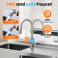 Garvee 39"W x 14"D x 33"H  Stainless Steel Utility Sink Single Bowl Free Standing with Right Drawer Workbench Rack Faucet Hot Cold Water for Laundry Kitchen Garage Workshop Outdoor