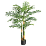 Garvee 5 Ft Tall Triple Golden Cane Palm Artificial Tree, Large Tropical Palm Tree, PE Material, UV Resistant, Indoor Outdoor Home Decor, Green - 1Pcs