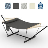 Garvee Double Hammock with Adjustable Steel Stand for Outdoor Patio Garden Beach, Heavy Duty Portable 2 Person Hammock, Spacious Comfort, Breathable Fabric - Dark Gray