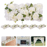 Garvee 6Pcs Artificial Peony Flower Garland Silk Floral Runner for Wedding Table Wall Stairs Party Decoration Purple - White
