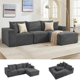 Garvee 108 in Modular Sectional Sofa Corduroy L-Shaped Sofa Living Room Grey - Lie Right | Corduroy | Gray