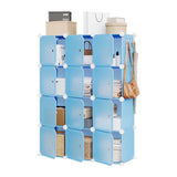 Garvee 8-Tier 48-Pair Expandable Shoe Cabinet Organizer with 2 Hooks for Bedroom Closet Entryway, Portable, Stackable, Space Saving, Black - Blue