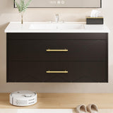 Garvee 36" Bathroom Vanity with Sink, Floating Vanity, Ceramic Basin, 2 Large Drawers, Black, Modern Wall Mounted - Black