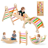 Garvee Children's Wooden Climbing Set 3-in-1 with Slide and Rocker, Solid Wood, Colorful Non-Toxic Finish, Indoor & Outdoor Play