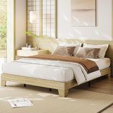 Garvee Wood Platform Bed Frame King Size, Wood Slat Support, Noise-Free, Easy Assembly, Natural Wood Color, Underbed Storage Space - Natural Oak