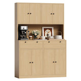 Garvee 71" Tall Kitchen Pantry Storage Cabinet with Charging Station, Drawers, Doors, Shelves for Dining Room, White - Nature