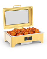 Garvee 9QT Electric Chafing Dish Touch Screen Buffet Roll Top Set Gold for Parties Catering Wedding - Gold