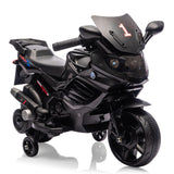 Garvee Kids 6V Ride On Motorcycle Black with Training Wheels, Treaded Tires, Headlight - Stable Electric Toddler Bike for Boys and Girls - Black