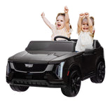 Garvee 24V 2 Seater Kids Ride On Car Electric 4 Wheel Truck Licensed Cadillac Battery Powered Toy with Remote Control, Spring Suspension, Music, LED Lights - Black