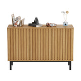 Garvee Sideboard Buffet Cabinet Wooden Storage Cabinet Fluted Doors Adjustable Shelf Kitchen Dining Living Room - Wood Color