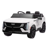 Garvee 24V Licensed Cadillac Ride On Truck Car for Kids, 2 Seater Electric Vehicle, White, With Parent Remote Control and Bluetooth Music - White