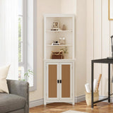 Garvee 64 in Tall Farmhouse Corner Cabinet with 2 Barn Doors, Adjustable Shelves, White, Multi-Purpose Storage for Bathroom Dining Kitchen