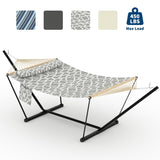 Garvee Double Hammock with Adjustable Steel Stand for Outdoor Patio Garden Beach, Heavy Duty Portable 2 Person, Spacious Comfort, Breathable Fabric - Light Gray
