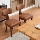 Garvee Modern Leather Upholstered Dining Chairs Set of 2 with Hardwood Frame Brown for Dining Room Kitchen Ergonomic Curved Backrest
