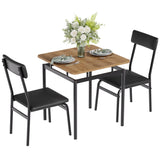 Garvee 3 Piece Dining Table Set Wooden Kitchen Table with 2 PU Upholstered Chairs Industrial Metal Frame for Dining Room Home Dinner Party Black