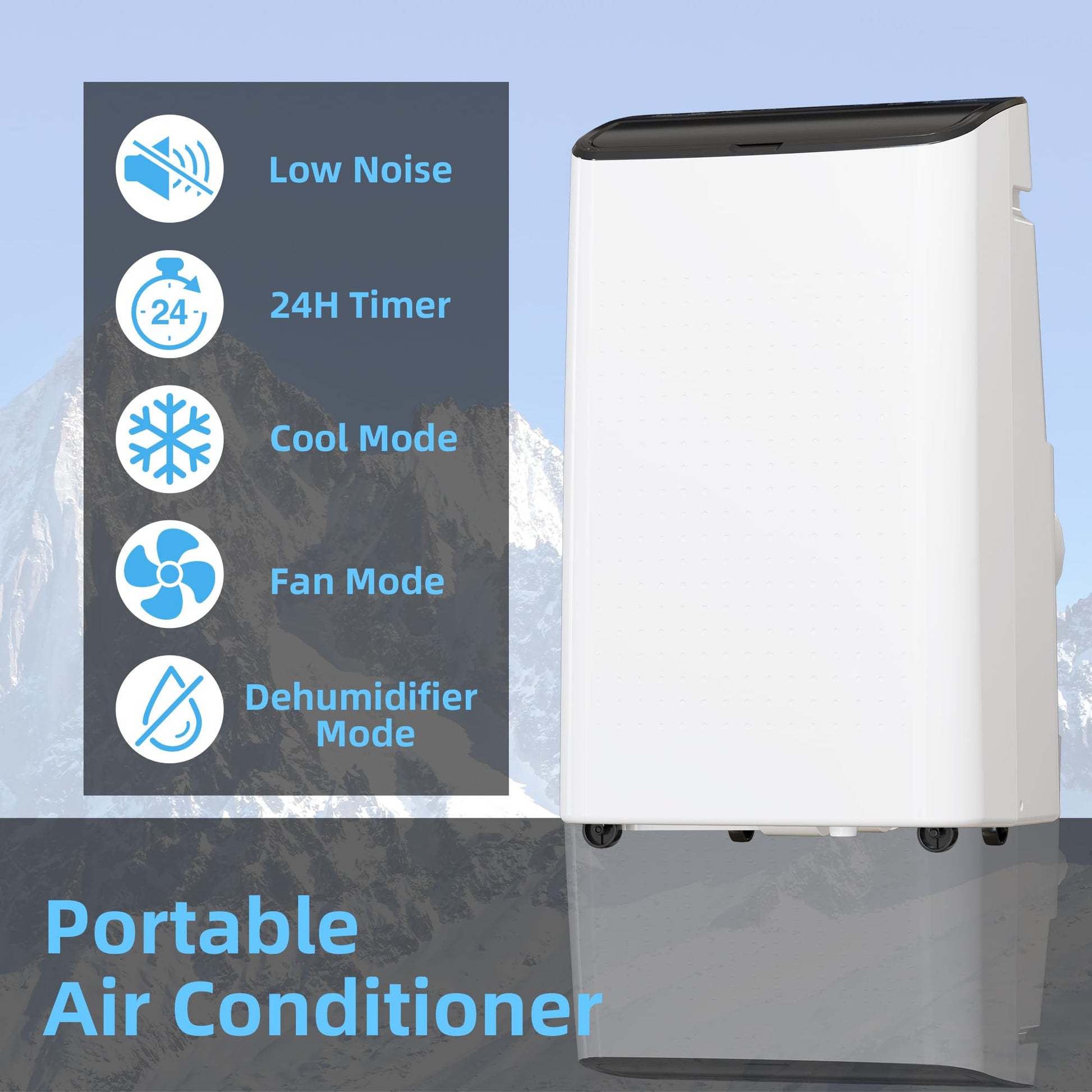 Garvee 14000 BTU Portable Air Conditioner with Remote Control for Room Up to 700 Sq.Ft., Ultra Quiet Free Standing 3-In-1 Cooling AC Unit with Dehumidifier Multi-Speed Fan, Black