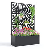 Garvee Metal Planter Box with Trellis 71x47x16 Raised Garden Bed for Climbing Plants Vegetables Vines Patio Privacy Planters 15.7 Deep - Palm Leaf