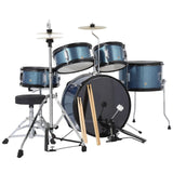 Garvee Complete 5-Piece Kids Drum Set – 16" Junior Percussion Kit with Bass, Tom, Snare, Hi-Hat, Cymbal, Pedal, Drumsticks & Drum Throne – Ideal Starter Musical Instrument for Youth – blue - Blue
