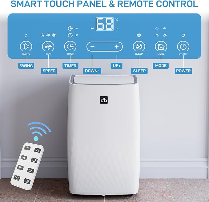 Garvee Portable Air Conditioner with Cooling and Dehumidification Function,14000 BTU Portable AC Suitable for 700 Sq.Ft Air Cooler with a Remote Control Function Easy Movement