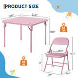Garvee 3 Piece Boys Girls Folding Table and Chairs Set, Activity Set for Dining Room Daycare Classrooms, Foldable, Durable, Soft PU Leather, Multi-Color