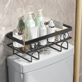 Garvee Over The Toilet Storage Shelf, 1-Tier Bathroom Organizer, No Drilling, Space Saver, Waterproof Rust-Proof, Mesh Design, Home Organizer, Black