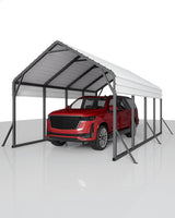 Garvee 13 ft x 21 ft x 11 ft Oversized Metal Carport Heavy Duty Steel Shed for Bass Boats Pickup Trucks Tractors, 660 LBS, All-Weather Protection, Grey