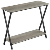 Garvee Console Table Narrow Entryway + Vintage Wood Grain + Metal Frame + 33.5” Behind Couch + MDF + 2 Open Shelves + Living Room, Foyer - Retro Color
