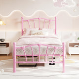 Garvee Twin XL Size Heart Shaped Metal Bed Frame With Headboard And Footboard For Bedroom Pink - Pink