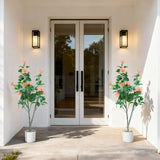 Garvee Artificial Hibiscus Tree 120cm Silk Fabric Plastic Realistic Flowers Indoor Decoration White Pot - Weißes Becken