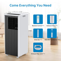 Garvee 8000 BTU Portable Air Conditioner, 3 In 1 AC Unit Built-In Cool, Dehumidifier & Fan for Rooms Up to 350 Sq.Ft, Energy Saving AC with Remote/24H Timer for Dorms/Indoor Rooms - White and Black