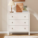 Garvee 3 Drawer Dresser Chest of Drawers Bedroom Living Room Hallway Office White Distressed Wood Grain