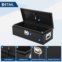 Garvee 30 Inch Steel Truck Bed Tool Box - Diamond Plate Design with Side Handles and Locking Keys, Compact and Durable Storage for Pickup Trucks, RVs, and Trailers, Black