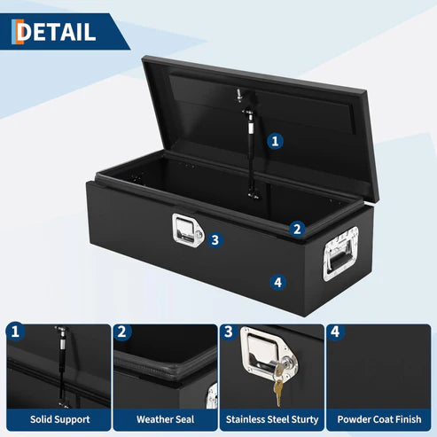 Garvee 48 Inch Steel Truck Bed Tool Box - Diamond Plate Design with Side Handles and Locking Keys, Compact and Durable Storage for Pickup Trucks, RVs, and Trailers, Black