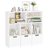 Garvee Toy Storage Organizer Kids Bookcase with 3 Movable Drawers for Playroom Nursery Bedroom, White, Multifunctional 6 Compartments