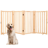 Garvee Paint-Free Wooden Freestanding Dog Gates, Indoor Pet Fence, 4 Panel 36" Height, Natural Pine Wood