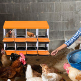 Garvee Chicken Nesting Box 8-Hole Roll Away Egg Laying Box with Lid, Heavy-Duty Galvanized Steel, Wall-Mountable, Orange - Orange