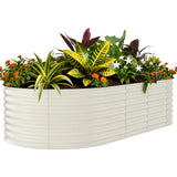 Garvee Galvanized Raised Garden Bed Metal Planter Box Outdoor Gardening 8x4x2 ft Beige Rust-Resistant - Beige(Rubber Edge)