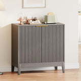 Garvee 31.5 in Fluted Cabinet with Storage, 2 Doors Sideboard Buffet Cabinet, Modern Accent Credenza for Living Room, Dining Room, Kitchen, Entryway - Oak Gray