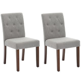 Garvee 2-Pack Tufted Upholstered Dining Chairs Gray Fabric Accent Chairs Wooden Legs Dining Room Living Room