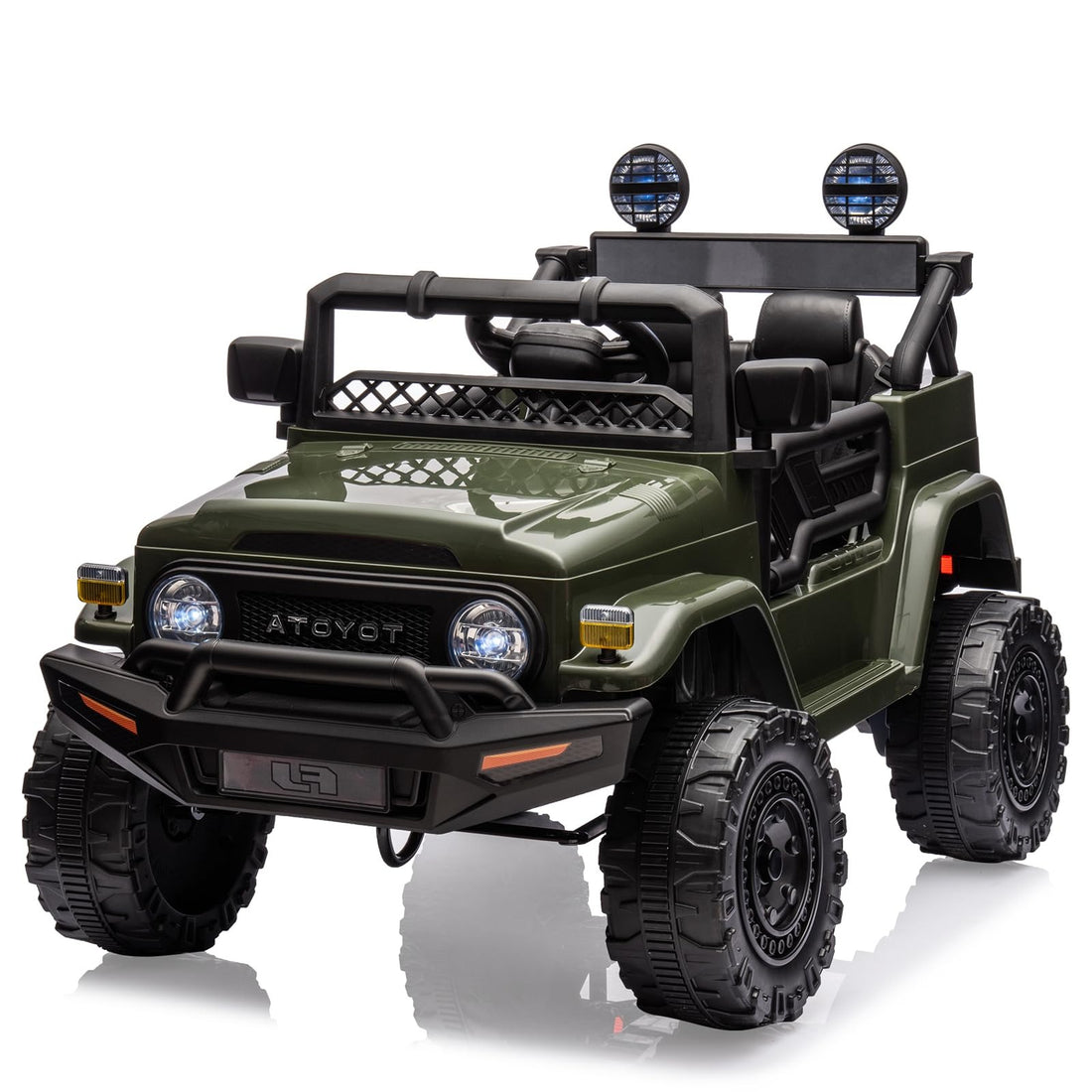 Garvee Ride - P Series: 12V Ride on Car for Kids, Licensed Toyota Ride on Truck, Battery Powered Electric Kids Car with Remote Control, Music, LED Lights, Suspension System, Double Doors, Safety Belt,Ride On Toy - Green