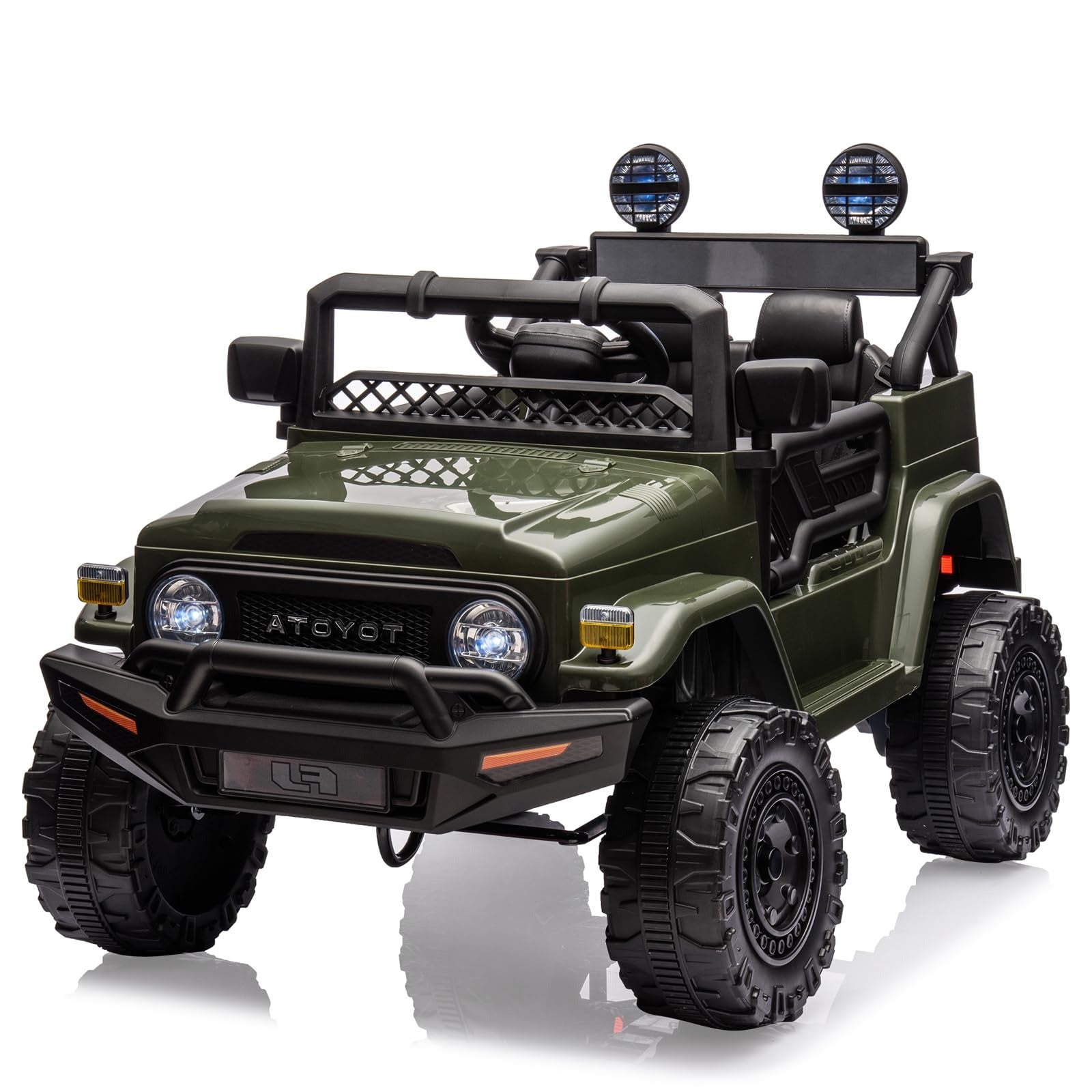 Garvee Ride - P Series: 12V Ride on Car for Kids, Licensed Toyota Ride on Truck, Battery Powered Electric Kids Car with Remote Control, Music, LED Lights, Suspension System, Double Doors, Safety Belt,Ride On Toy - Green