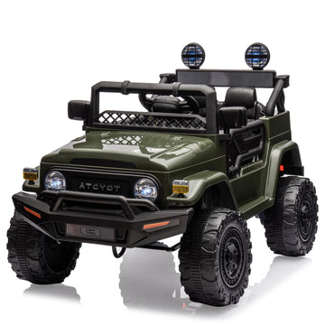 Garvee Ride - P Series: 12V Ride on Car for Kids, Licensed Toyota Ride on Truck, Battery Powered Electric Kids Car with Remote Control, Music, LED Lights, Suspension System, Double Doors, Safety Belt,Ride On Toy - Green