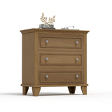 Garvee Brown 3 Drawer Dresser Wide Chest of Drawers with Vintage Handle for Bedroom and Living Room, 32in W x 16in D x 30.5in H, Modern Wood - Brown