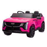 Garvee 24V Licensed Cadillac Ride On Truck Car for Kids, 2 Seater Electric Vehicle, Bluetooth Music, LED Lights, Battery Powered, Red - Pink