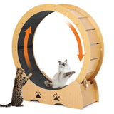Garvee Cat Exercise Wheel, 34.3" Wooden Running Wheel with Detachable Carpet for Indoor Use, Suitable for Most Cats, Stable and Quiet Design - 