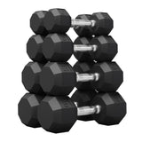 Garvee Rubber Coated Hex Dumbbell Weight Set, Multiple Sizes, Exercise & Fitness, 35-50 LBS Pairs, Black