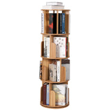 Garvee Wooden Rotating Bookshelf 4-Tier 360° Display Floor-Standing Bookcase Multi-Functional Storage Organizer Living Room 15.7D x 15.7W x 52H Natural Wood