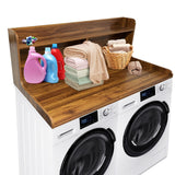 Garvee 2-Tier Washer Dryer Countertop Wood Laundry Countertop With 2.75" H Edge Rails For Laundry Room 54" W x 27.55" D x 19.68" H Waterproof - Walnut