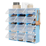 Garvee Shoe Rack 8 Tier Plastic Shoe Storage Cabinet with Metal Frame and ABS Connectors for Hallway Closet Bedroom Entryway, Holds 48 Pairs, Waterproof - Blue